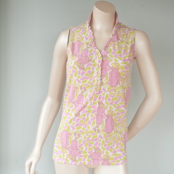 Missy Maude Pink & Green Golf Girl Print Tank Top - Picture 3 of 7